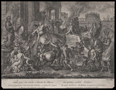 Ainsi par la Vertu s'élèvent les héros. Sic virtus evehit Ardens.