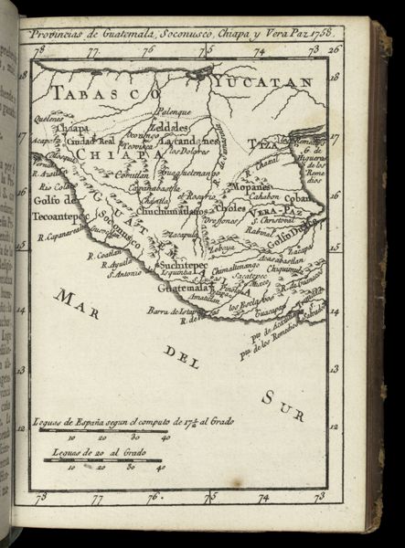 Provincias de Guatemala, Soconusco, Chiapa y Vera Paz 1758.