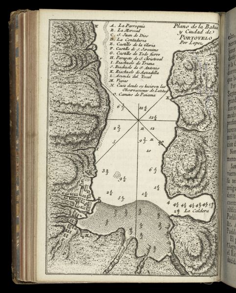 Plano de la Bahia y Ciudad de Portovelo por Lopez