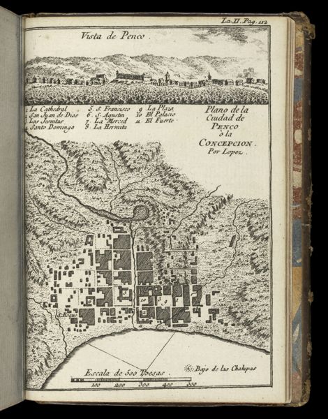 Vista de Penco. - Plano de la Ciudad de Penco ò la Concepcion. Por Lopez.