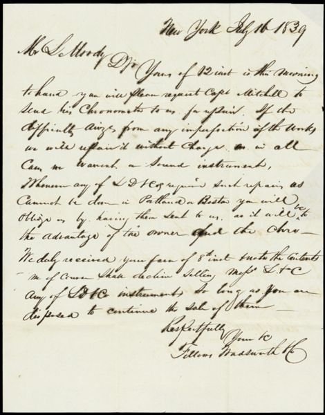 [Correspondence, 1839 - 6 letters from supply companies to Lemuel Moody]