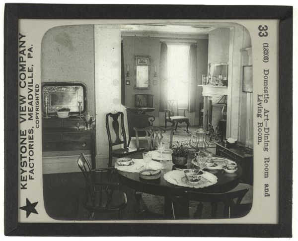 Domestic Art—Dining Room and Living Room.