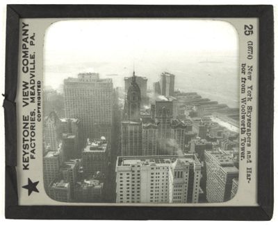 New York Skyscrapers and Harbor from Woolworth Tower.