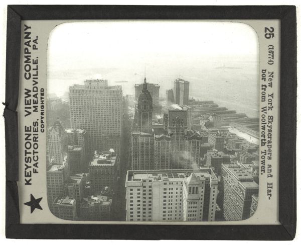 New York Skyscrapers and Harbor from Woolworth Tower.