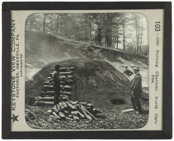 Burning Charcoal, North Carolina.