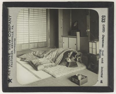 Japanese Bed and Interior of House.