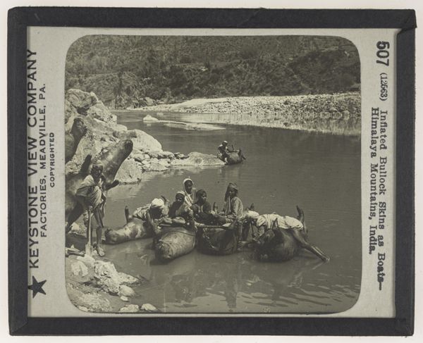 Inflated Bullock Skins as Boats—Himalaya Mountains, India.