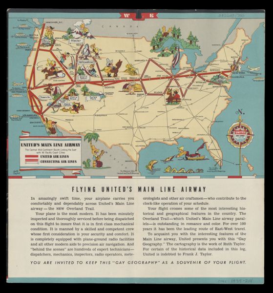 United Airlines a gay geography of the main line airway.