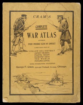 Cram's Complete War Atlas Covering Every Possible Scene of conflict: large scale map of Yellow Sea district, Japan-Russia, Pacific Ocean, Europe-Asia, the world, Panama Canal with interesting statistics.