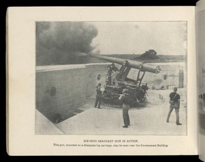Six-inch Seacoast Gun in Action