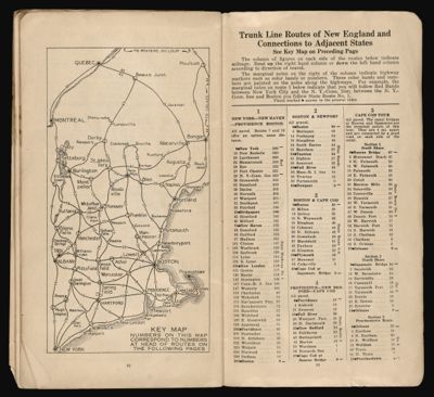 Trunk Line Routes of New England and Connections to Adjacent States Key Map