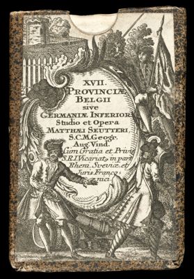 XVII.  Provinciæ Belgii sive Germaniæ Inferior Studio et Opera Matthaei Seutteri, S. C. M. Geogr. Aug. Vind. Cum gratia et privil S. R. I. Vicariat in part Bheni service Sueviæ, et Juris Franconici.
