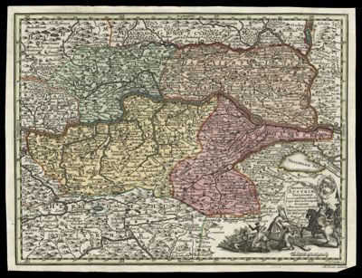 Archiducatus Austriæ Inferioris accuratissima tabula cujus ditio: in suos Quadr designatæ edita opera et Studio Matth. Seutt S. C. M. Geogr. Aug. V. C. Privile. Vicariat