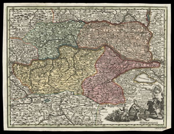 Archiducatus Austriæ Inferioris accuratissima tabula cujus ditio: in suos Quadr designatæ edita opera et Studio Matth. Seutt S. C. M. Geogr. Aug. V. C. Privile. Vicariat