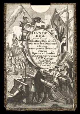 Daniæ Reg. cum Duc. Holsatiæ et Slesvici nec non Ins. Danicæ et Jutia cum parte Scaniæ excus Opera et Studio Matth. Seutteri S. C. M. Geogr. Aug. Vind. Cum Priv. S. R. I. Vicariat.