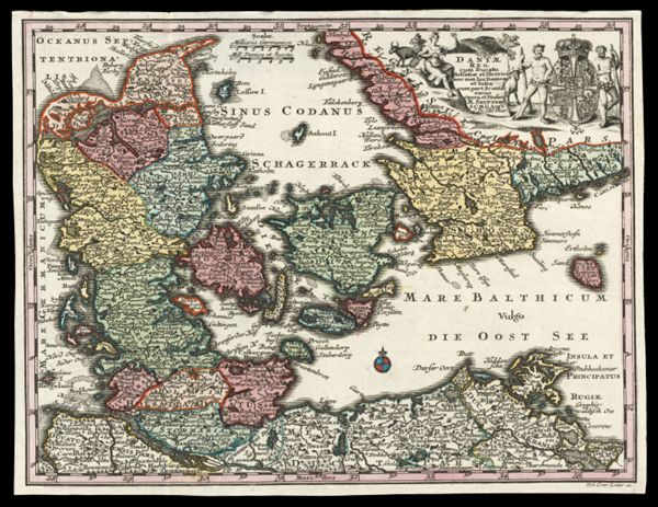 Daniæ Reg. cum ducatu Holsatiæ et Slesvici nec non Ins Danicæ et Jutia cum part Scaniæ excus Opera et Studio M. Seutteri S. C. M. G. Aug. V. C Pr. SRI Vicar.