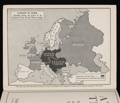 Europe in arms. Sketch-map showing the position of the belligerent powers and their military strength