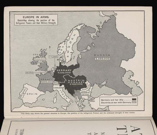 Europe in arms. Sketch-map showing the position of the belligerent powers and their military strength