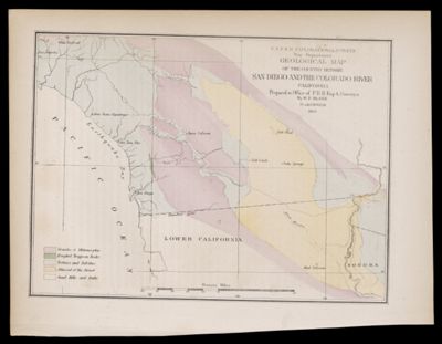 U.S.P.R.R. Explorations and Surveys War Department Geological Map of the country between San Diego and the Colorado River California