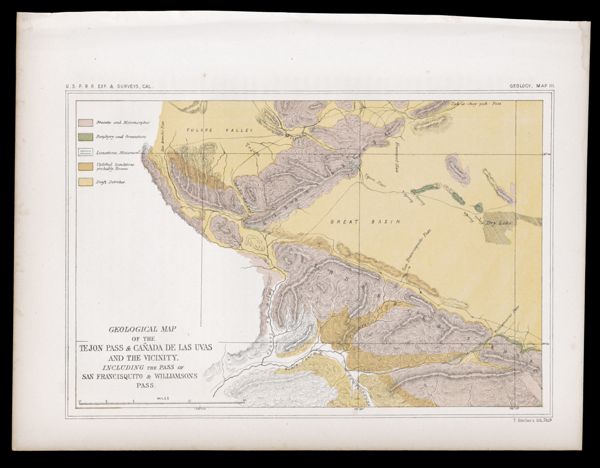 Geological Map of the Tejon Pass & Cañada de las Uvas and the Vicinity. Including the pass of San Francisquito & Williams Pass.