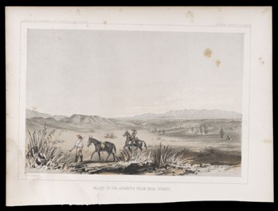 U.S.P.R.R.Exp. & Surveys, 32nd. parallel - California. General report, Plate V.I. Valley of the Aravaypa from Bear Springs.