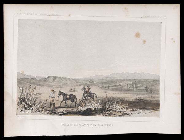 U.S.P.R.R.Exp. & Surveys, 32nd. parallel - California. General report, Plate V.I. Valley of the Aravaypa from Bear Springs.
