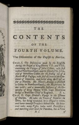The Contents of the Fourth Volume. The Discoveries of the English in America.