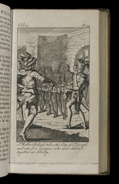 Sr.. Walter Raleigh takes the City of St.. Joseph and sets five Caciques who were chain'd together at Liberty.