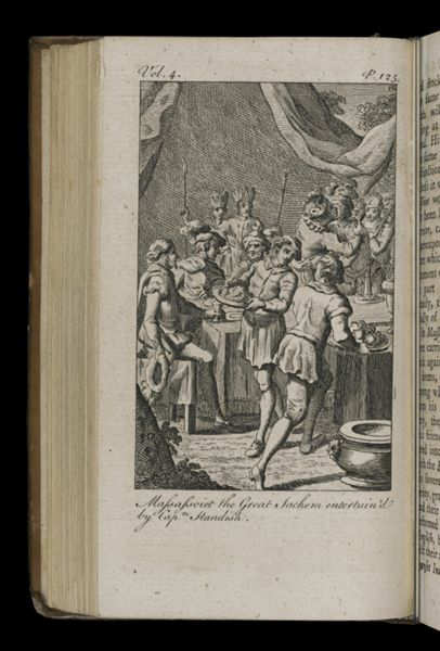 Massassoiet the Great Sachem entertain'd by Capn Standish.