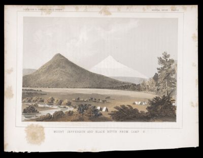 General Report -- Plate X. Mount Jefferson and Black Butte from Camp S.
