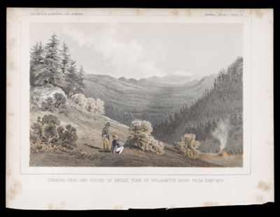 General Report -- Plate VII. Diamond Peak and Ravine of Middle Fork of Willamette River from Camp 48W.