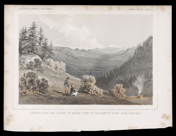General Report -- Plate VII. Diamond Peak and Ravine of Middle Fork of Willamette River from Camp 48W.