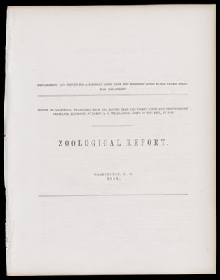 Zoological Report [Title Page]
