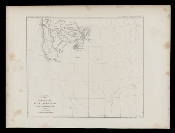 Reduced Map of the Territory West of the Rocky Mountians by Capt. B.L.E. Bonneville U.S.A