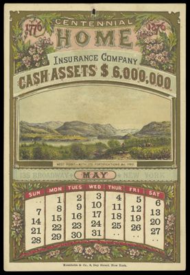 Centennial Home Insurance Company [1876 calendar] - May - West Point - with its fortifications &c. 1780.