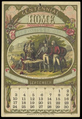 Centennial Home Insurance Company [1876 calendar] - September - General Marion inviting a British officer to dine 1780