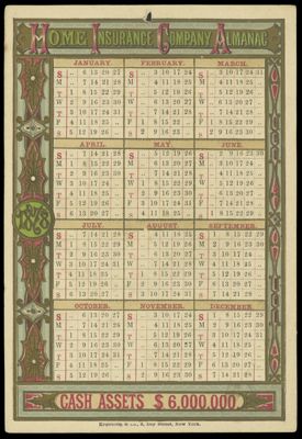 Home Insurance Company Almanac [1878 year long calendar]