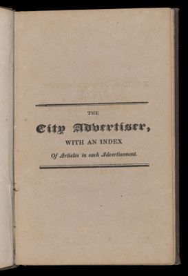 The City Advertiser with an Index of Articles in each Adevertisement