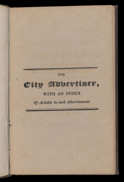 The City Advertiser with an Index of Articles in each Adevertisement