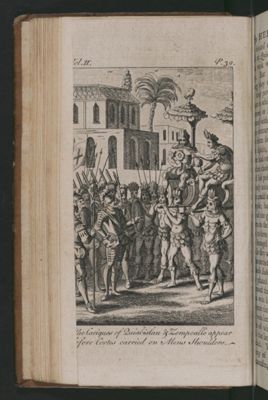 Vol. II. P. 39. [the] Caciques of Quiabislan & Zempoallo appear [before] Cortes carried on Mens shoulders