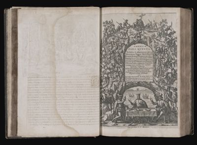 Americae pars quinta. Nobilis & admiratione plena Hieronymi Bezoni Mediolanensis secundae sectionis Hispanorum, tum in Nigrittas seruos suos tum in indos crudelitatem Gallorumq, pirataru de hispanis toties reportata ispolia Adeuentu item Hispanoru in Mouam Indiae continentis Hispaniam, eorumq, contra incolas eius regionis saeutiam explicns addita ad singula sere capita scholia in quibus res Indiae Iuculenter exponuntur accessit praeterea tabula chorographica nouce Hispaniae in india occidentali