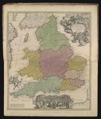 Magnae Britanniae Pars Meridionalis, in qua Regnum Angliae tam in Septem Anqtiqua Anglo-Saxonum Regna quam in omnes Hodiernas Regiones accurate divisum hic osten ditur, quam tabula ab archetypo Vischeriano desum ptam exhibet