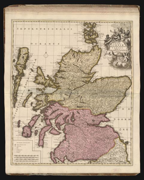 Novissima Regni Scotiae septentrionalis et meridionalis tabula, divisae in ducats, comitat. vice-comitat. prov. praefecturas, dominia et insulas Actore Petro Schen Cum Privit 1708