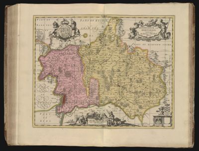 Middelsexiæ cum Hertfordiæ comitatu Midlesex & Hertford Shire.