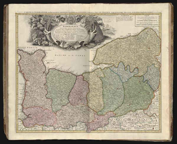 Normannia Galliae celebris provincia in terras suas et Ballisiatus divisa. || Carte de Normanie ou sont marquez exactement les pays or contrees enfermees dans cette province; Map of Normandy where are precisely marked the lands enclosed in this province.