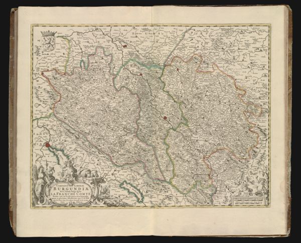 Comitatus sive liberæ Burgundiæ nova tabula, vulgo dicta la Franche comte, divitur tam in praefecturas tres generales,... || New map of the so-called free county of Burgundy, known as Franche-comte, divided into very general prefectures.