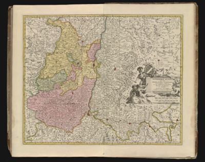 Superioris Alsatiae nec non Brisigaviæ et Suntgaviæ geographica tabula, in qua subjacentia territoria distincte ostenduntur. || Alsace, that is a geographic map of Breisgau and Sundgau, insofar as the distinct territories lying there are shown.