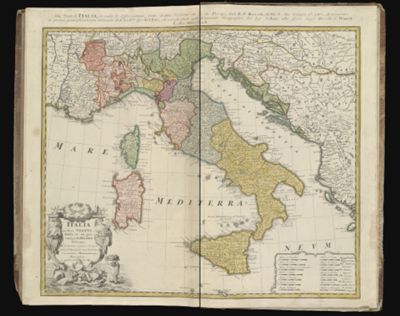 Italia in suos status divisa et ex prototypo del'Islanio desumta... || Italy divided into its states and chosen from a draw by de l'Isle.