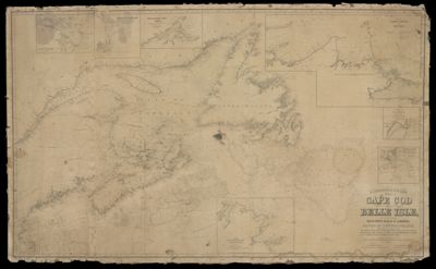 Eldridge's Chart from Cape Cod to Belle Isle : including the Bay of Fundy, Gulf of St. Lawrence, and banks of Newfoundland, with plans on a large scale of the coast of Nova Scotia from Cape Canso to Pictou, the coast of Cape Breton from Scatari to Sydney, and the harbors of St. Johns N.F. St. John, N.B., Halifax, Miramichi, & Cape Canso.