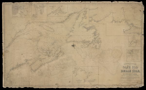 Eldridge's Chart from Cape Cod to Belle Isle : including the Bay of Fundy, Gulf of St. Lawrence, and banks of Newfoundland, with plans on a large scale of the coast of Nova Scotia from Cape Canso to Pictou, the coast of Cape Breton from Scatari to Sydney, and the harbors of St. Johns N.F. St. John, N.B., Halifax, Miramichi, & Cape Canso.